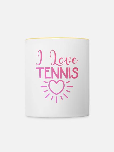 Ich liebe Tennis - Tasse zweifarbig - Weiß/Gelb