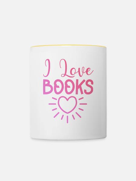 Ich liebe Bücher - Tasse zweifarbig - Weiß/Gelb