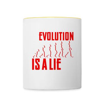 Evolution Is A Lie, Do Your Research 4 - Tasse zweifarbig - Weiß/Gelb - Vorne