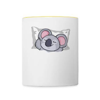 Offizielles Gammeltag Shirt Koala Faulenzer - Tasse zweifarbig - Weiß/Gelb - Vorne