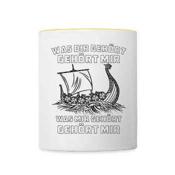 WAS DIR GEHÖRT GEHÖRT MIR - Tasse zweifarbig - Weiß/Gelb - Vorne