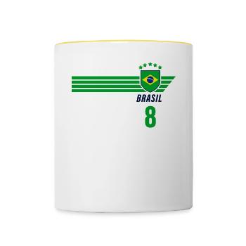 Brazil Brazilian Seleção Football Fan Jersey - Contrasting Mug - white/yellow - Front