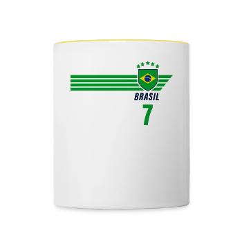 Brazil Brazilian Seleção Football Fan Jersey - Contrasting Mug - white/yellow - Front