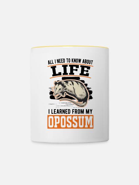Opossum Geschenk Possum Beutelratte - Tasse zweifarbig - Weiß/Gelb