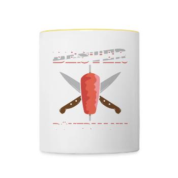 Bester Dönermann Döner Kebab Geschenk - Tasse zweifarbig - Weiß/Gelb - Vorne