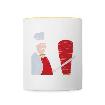 Dönermann Bester Mann Döner Kebab Geschenk - Tasse zweifarbig - Weiß/Gelb - Vorne