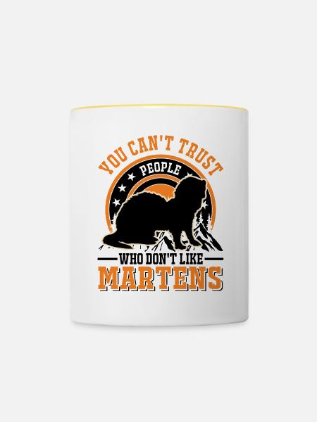 Marder Geschenk Nerz Dachs Baummarder - Tasse zweifarbig - Weiß/Gelb