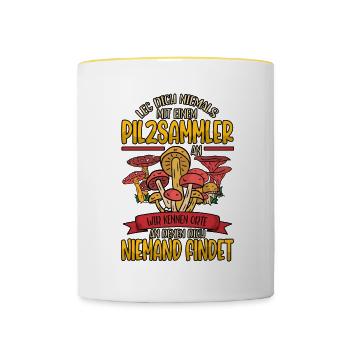 Pilzsammler Pilz Sucher - Tasse zweifarbig - Weiß/Gelb - Vorne