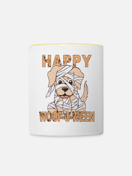 HUND HAPPY WOOF-O-WEEN - Tasse zweifarbig - Weiß/Gelb
