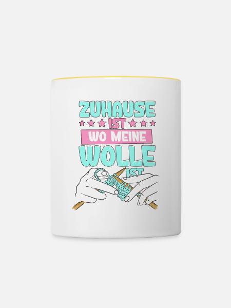 Häkeln - Tasse zweifarbig - Weiß/Gelb