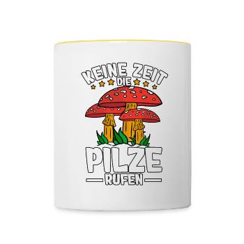 Pilzsammler Pilz Sucher - Tasse zweifarbig - Weiß/Gelb - Vorne