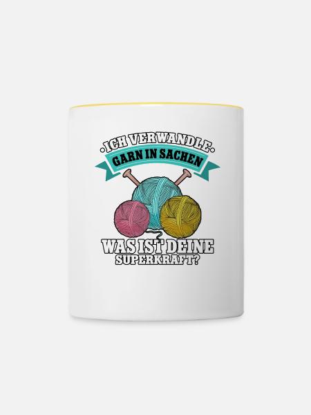 Häkeln - Tasse zweifarbig - Weiß/Gelb