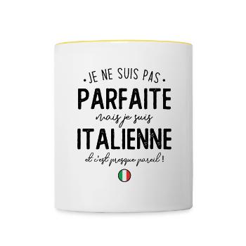 Je ne suis pas parfaite mais je suis Italienne - Mug contrasté - blanc/jaune - Devant