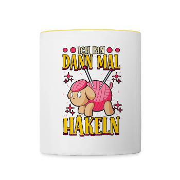 Häkeln - Tasse zweifarbig - Weiß/Gelb - Vorne