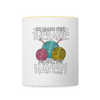 Häkeln - Tasse zweifarbig - Weiß/Gelb - Vorne