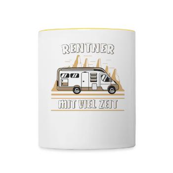 WOHNMOBIL RENTNER MIT VIEL ZEIT - Tasse zweifarbig - Weiß/Gelb - Vorne