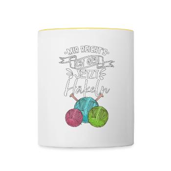 Häkeln - Tasse zweifarbig - Weiß/Gelb - Vorne