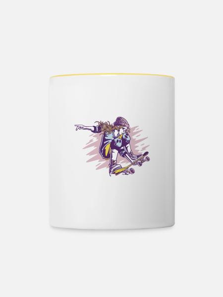 skaten Halfpipe cooles Mädchen - Tasse zweifarbig - Weiß/Gelb