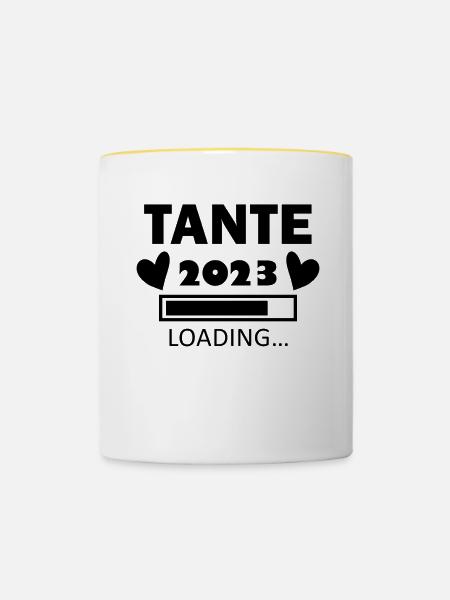 Tante 2023 Loading - Tasse zweifarbig - Weiß/Gelb