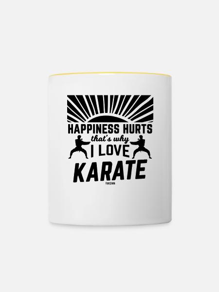 Karate - Tasse zweifarbig - Weiß/Gelb