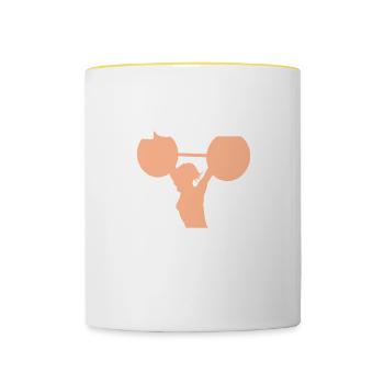 Weightlifting Woman Workout Dumbbell - Contrasting Mug - white/yellow - Front