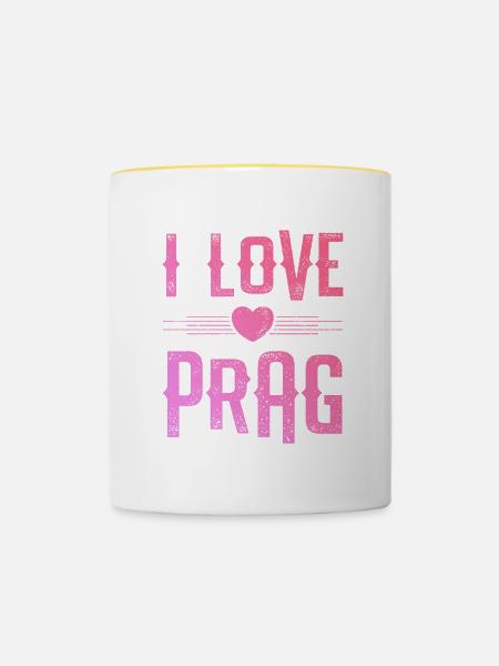 I Love Prag - Tasse zweifarbig - Weiß/Gelb