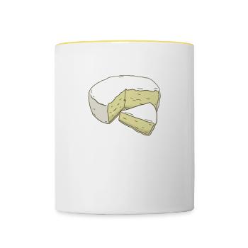 Brie Käse Gouda Fondue Raclette Cheddar Schweiz - Tasse zweifarbig - Weiß/Gelb - Vorne