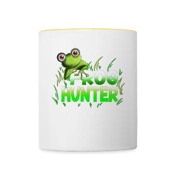 Kröten Fröschen Kaulquappe Frog Hunter Kindershirt - Tasse zweifarbig - Weiß/Gelb - Vorne