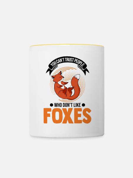Fuchs Geschenk Rotfuchs - Tasse zweifarbig - Weiß/Gelb