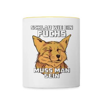 SCHLAU WIE EIN FUCHS MUSS MAN SEIN - Tasse zweifarbig - Weiß/Gelb - Vorne