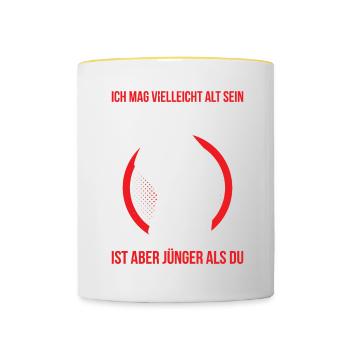Ich Mag Vielleicht Alt sein Mein Knie Ist Aber Jün - Tasse zweifarbig - Weiß/Gelb - Vorne
