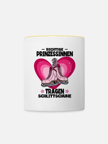 Eislaufen - Tasse zweifarbig - Weiß/Gelb