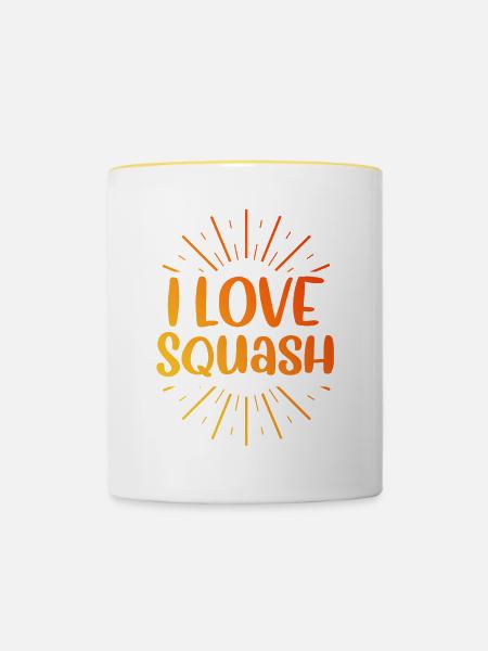 Ich liebe Squash - Tasse zweifarbig - Weiß/Gelb