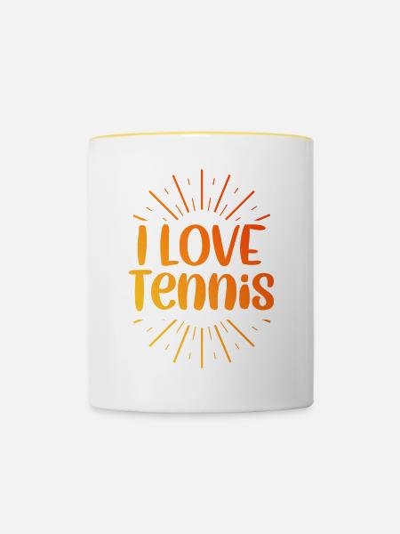 Ich liebe Tennis - Tasse zweifarbig - Weiß/Gelb