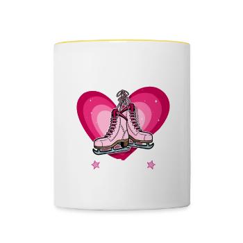 Eislaufen - Tasse zweifarbig - Weiß/Gelb - Vorne