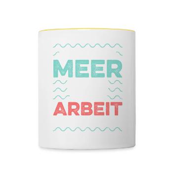 Lieber Im Meer Baden Als In Arbeit Schwimmen - Tasse zweifarbig - Weiß/Gelb - Vorne
