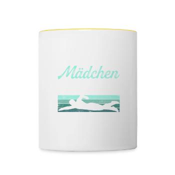 Ich Weiß Dass Ich Wie Ein Mädchen Schwimme Versuch - Tasse zweifarbig - Weiß/Gelb - Vorne