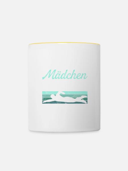Ich Weiß Dass Ich Wie Ein Mädchen Schwimme Versuch - Tasse zweifarbig - Weiß/Gelb