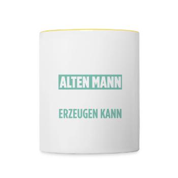 Unterschätze Niemals Einen Alten Mann Der Blasen E - Tasse zweifarbig - Weiß/Gelb - Vorne