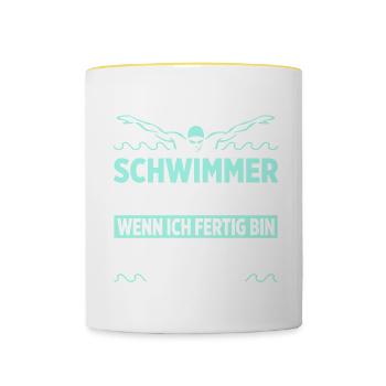 Ich Bin Ein Schwimmer Ich Höre Erst Auf Wenn Ich F - Tasse zweifarbig - Weiß/Gelb - Vorne
