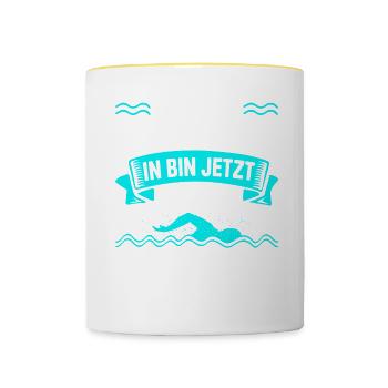 Bye Bye Seepferdchen In Bin Jetzt Bronze Schwimmer - Tasse zweifarbig - Weiß/Gelb - Vorne