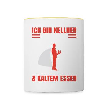 Ich Bin Kellner Und Kein Hund Schnipsen & Pfeifen - Tasse zweifarbig - Weiß/Gelb - Vorne