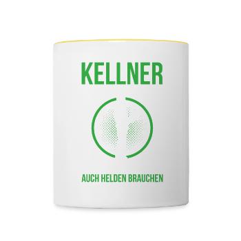 Kellner Wurden Erschaffen Weil Köche Auch Helden B - Tasse zweifarbig - Weiß/Gelb - Vorne