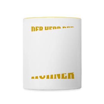 Der Herr Der Hühner Geschenk - Tasse zweifarbig - Weiß/Gelb - Vorne