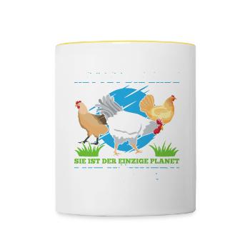 Rettet Die Erde Sie Ist Der Einzige Planet Mit Hüh - Tasse zweifarbig - Weiß/Gelb - Vorne