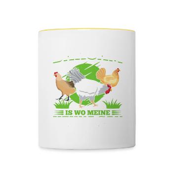 Dahoam Is Wo Meine Hehna San Geschenk - Tasse zweifarbig - Weiß/Gelb - Vorne
