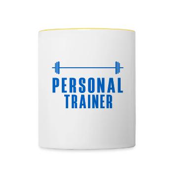 Fitness Workout Motivation Personal Trainer - Contrasting Mug - white/yellow - Front