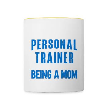 Fitness Workout Motivation Personal Trainer - Contrasting Mug - white/yellow - Front