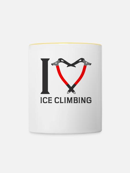 Ich Liebe Eisklettern Eiskletterer Eispickel - Tasse zweifarbig - Weiß/Gelb