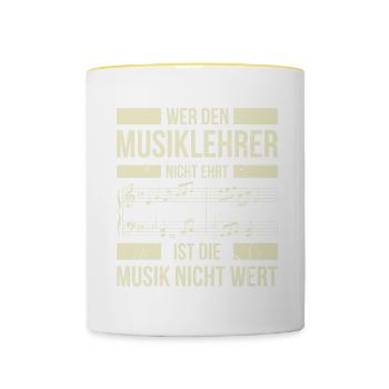 Wer Den Musiklehrer Nicht Ehrt Ist Die Musik Nicht - Tasse zweifarbig - Weiß/Gelb - Vorne